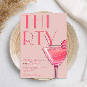 Modern Rosa Cocktail 30års födelsedag Inbjudningar