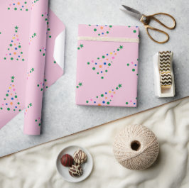 Modern Rosa Colorful Julgran Presentpapper