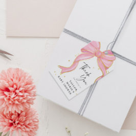 Modern Rosa Coquette Bow Baby Shower Girl Presentetikett