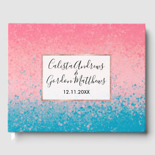 Modern Rosa Coral Gradient Paint Splatter Gästböcker