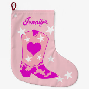Modern Rosa Cowgirl Boot Stor Julstrumpa