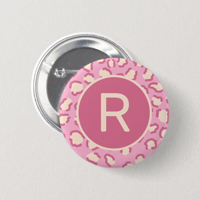 Modern Rosa Cowgirl Girly Monogram-Personlig Knapp (Framsida & baksida)