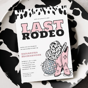 Modern Rosa Cowgirl Last Rodeo Bachelorette Party Inbjudningar