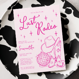 Modern Rosa Cowgirl Sista Rodeo Sängkammarparty Inbjudningar