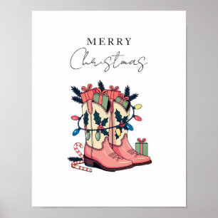 Modern Rosa Cowgirl Western Boots jul Poster