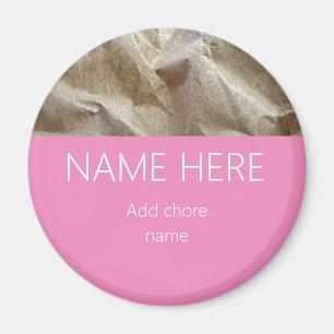 Modern Rosa Crinkled Papper Namn Chore Magnet