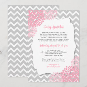 Modern Rosa Dahlia Baby sprinkle inbjudan