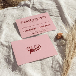 Modern Rosa Djupröd Retro Djärv Unik Bröllop OSA Kort