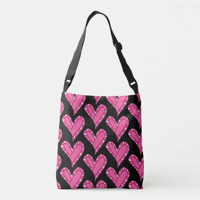 Modern rosa Dodle-hjärtdesign Axelväska (Baksida)