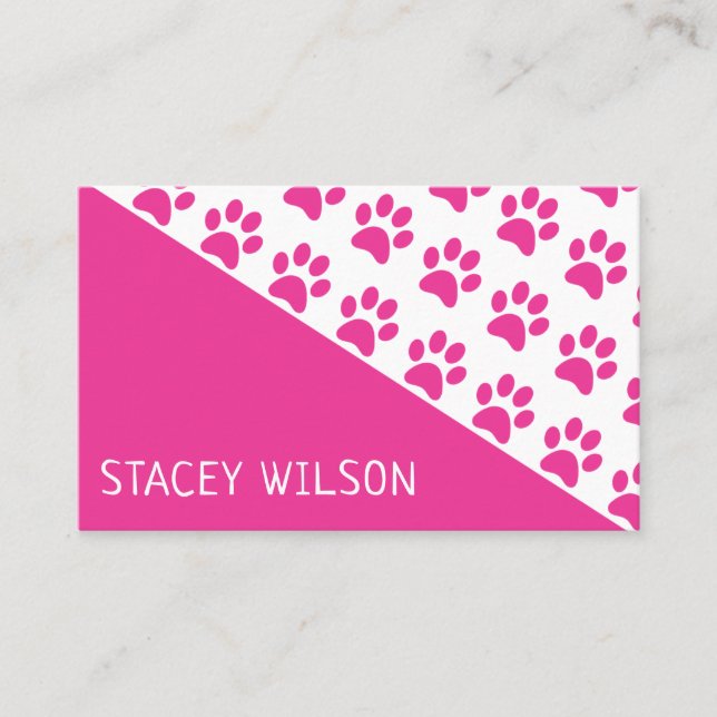Modern Rosa Dog Walker eller Pet Groomer Visitkort (Framsida)