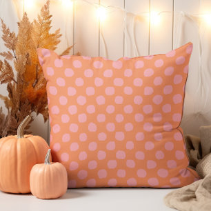 Modern Rosa Dots on Orange Kudde