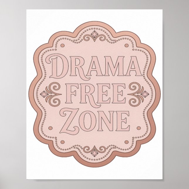 Modern Rosa DRAMA FRITT ZON 3D Text Konst Poster (Framsidan)
