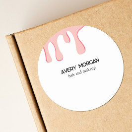 Modern Rosa Drift Beauty Salon Business Sticker Runt Klistermärke
