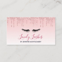 Modern Rosa Dripping Glitter & Black Eyelash Visitkort