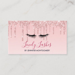 Modern Rosa Dripping Glitter & Black Eyelash Visitkort