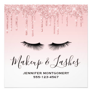 Modern Rosa Dripping Glitter & Eyelash Fototryck