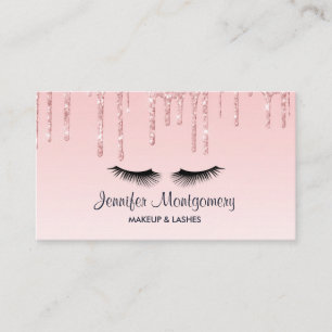 Modern Rosa Dripping Glitter & Eyelash Visitkort