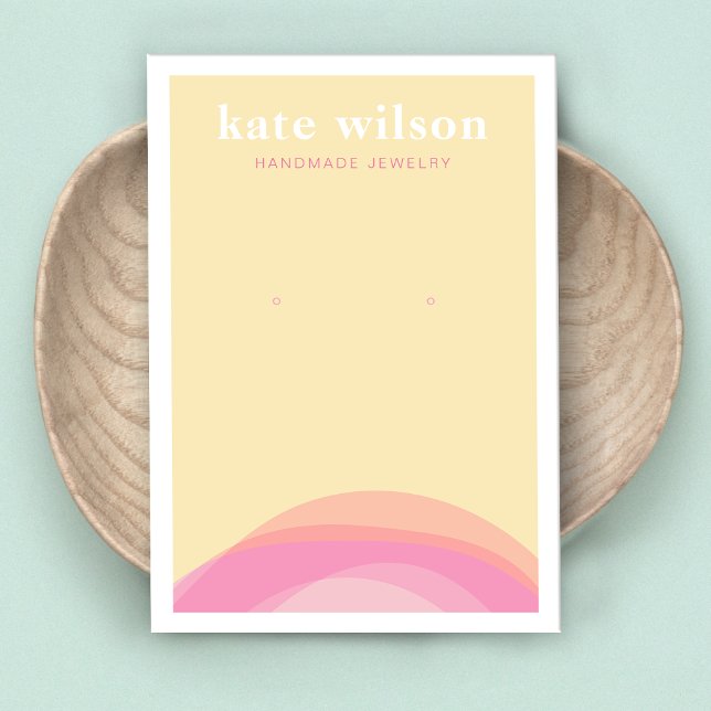 Modern Rosa Earring Visning Card för Gult Visitkort (Skapare uppladdad)