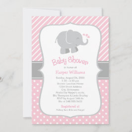 Modern Rosa Elefant Bebis Flick Shower Inbjudningar
