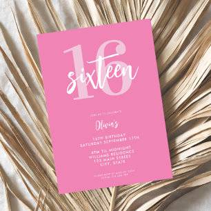 Modern Rosa Elegant 16:e födelsedagen Inbjudningar