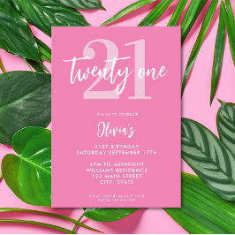 Modern Rosa Elegant 21:a födelsedag Inbjudningar