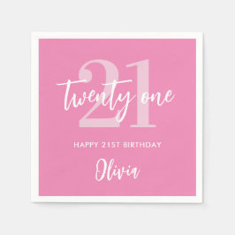 Modern Rosa Elegant 21:a födelsedag Pappersservett