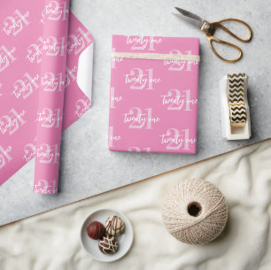 Modern Rosa Elegant 21:a födelsedag Presentpapper
