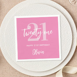 Modern Rosa Elegant 21-årsdag Pappersservett