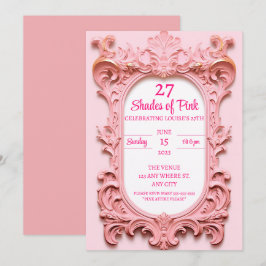 Modern Rosa Elegant Birthday Inbjudningar