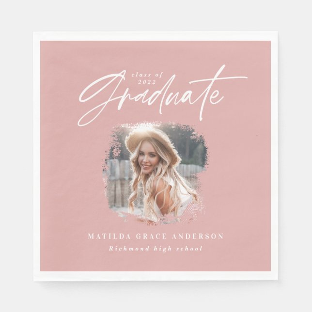 Modern rosa-elegant för giftigt skript, foto stude pappersservett (Framsidan)