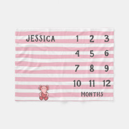 Modern Rosa Elephant Baby Milestone Blanket Fleecefilt