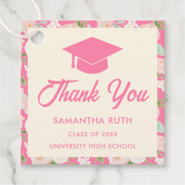 Modern rosa elfenbensfärgad blomster examensfest gåvor etiketter