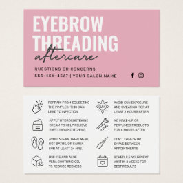 Modern Rosa enkel Eyebrow Threading Aftercare Visitkort