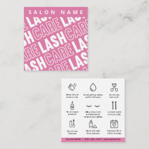Modern Rosa Eyelash Extensions Lash Hiss Aftercare Fyrkantigt Visitkort