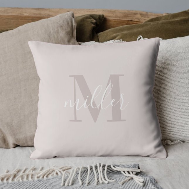 Modern Rosa Family Namn Monogram Kudde (Skapare uppladdad)