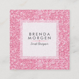 Modern Rosa Faux Glitter Fyrkantigt Visitkort