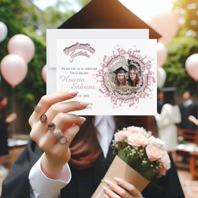 Modern Rosa Feminim Siluett av Akademiker med Kant Vykort (Skapare uppladdad)