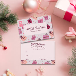 Modern Rosa Festive Business Gift Certificate Visitkort
