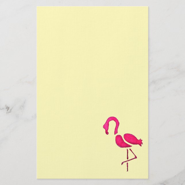 Modern rosa flamingo art-färg brevpapper (Framsida)