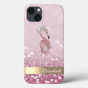 Modern Rosa Flamingo Blomma Glitter Bokeh