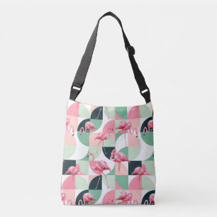 Modern Rosa Flamingo Geometric Girly Chic Mönster Axelväska