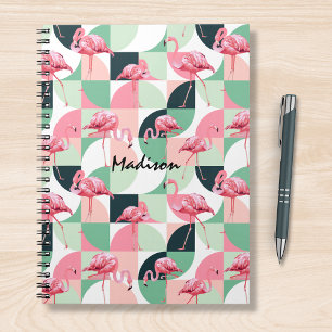 Modern Rosa Flamingo Geometric Girly Personlig Anteckningsbok
