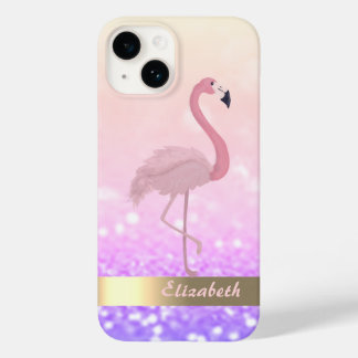 Modern Rosa Flamingo Glitter Bokeh