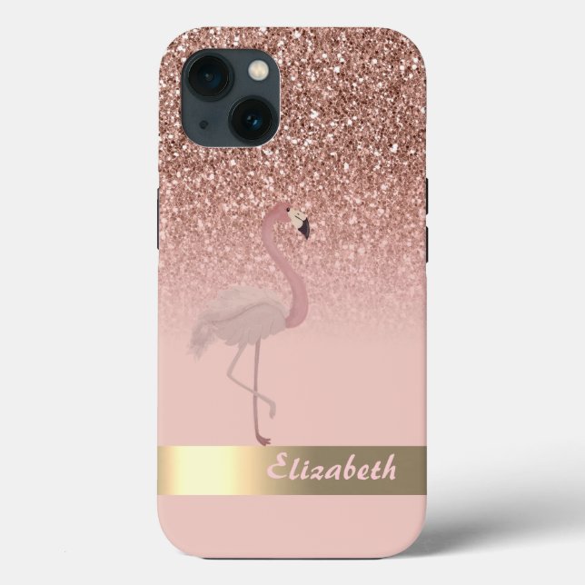Modern Rosa Flamingo Glitter Sequin (Baksida)