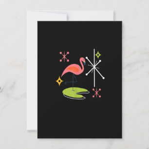Modern Rosa Flamingo i mitten av århundradet med V Inbjudningar