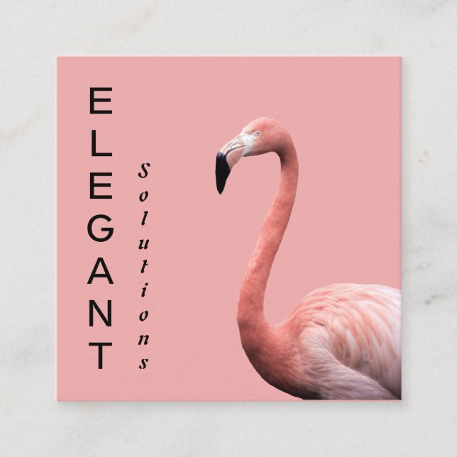 Modern Rosa Flamingo Minimalist Fyrkantigt Visitkort (Framsida)
