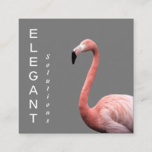 Modern Rosa Flamingo Minimalist Square Business Ca