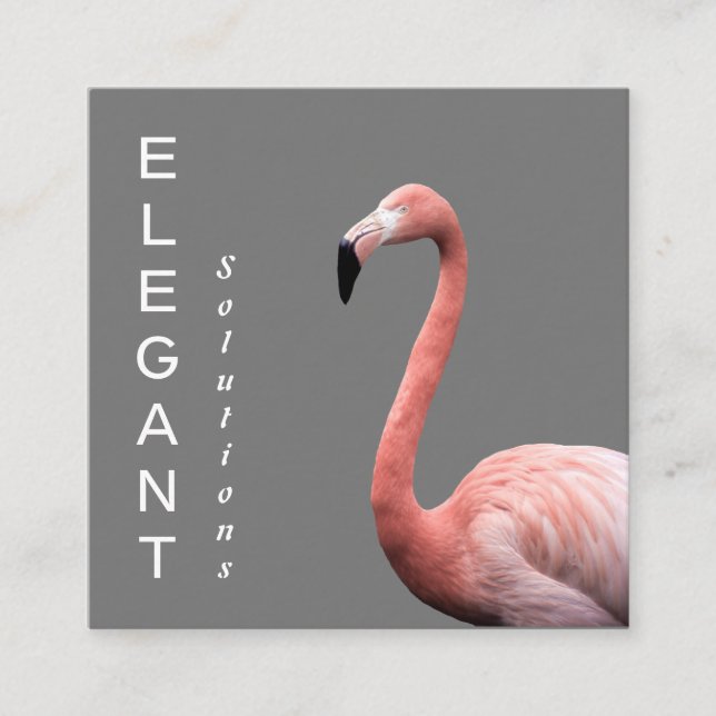 Modern Rosa Flamingo Minimalist Square Business Ca Fyrkantigt Visitkort (Framsida)