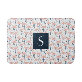 Modern Rosa Flamingo Monogram Badrumsmatta