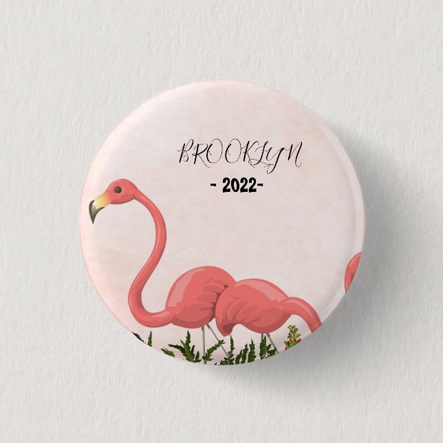 Modern Rosa Flamingo Square Papper Underlägg Knapp (Framsida)
